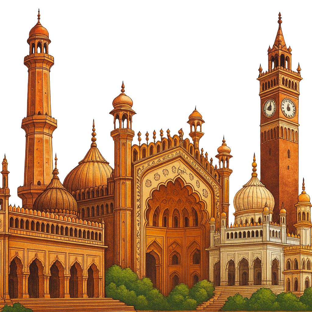 Illustration of Lucknow heritage sites representing city-wide coverage